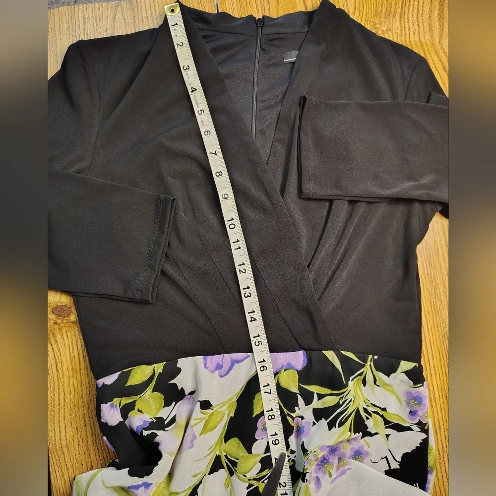 R&K maxi dress floral chiffon a-line size 6, black elegant, stretch. - Picture 11 of 16